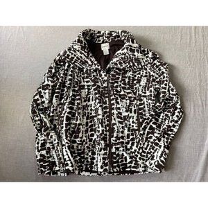 Chico´s Jacket Womens 1 White‎ Animal Print Long Sleeve Full Zip Blazer Ladies